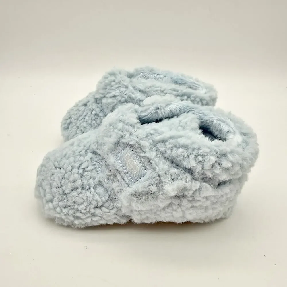 UGG Infant Bixbee Booties US 4-5 M Blue Vegan Fur Hook and Loop NIB